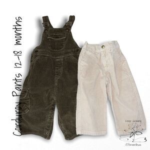 Bundle of Corduroy Pants & Bibs - Size 12-18 Months